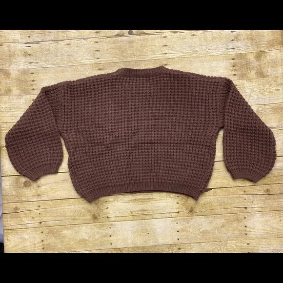 NWT Princes Polly KOBIE BALLON SLEEVE SWEATER BROWNsz S/M - Picture 5 of 6